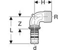 Übergangsbogen 90° m/AG 32mm- 1" 604.254.00.5 - Geberit-Mepla-Formstücke