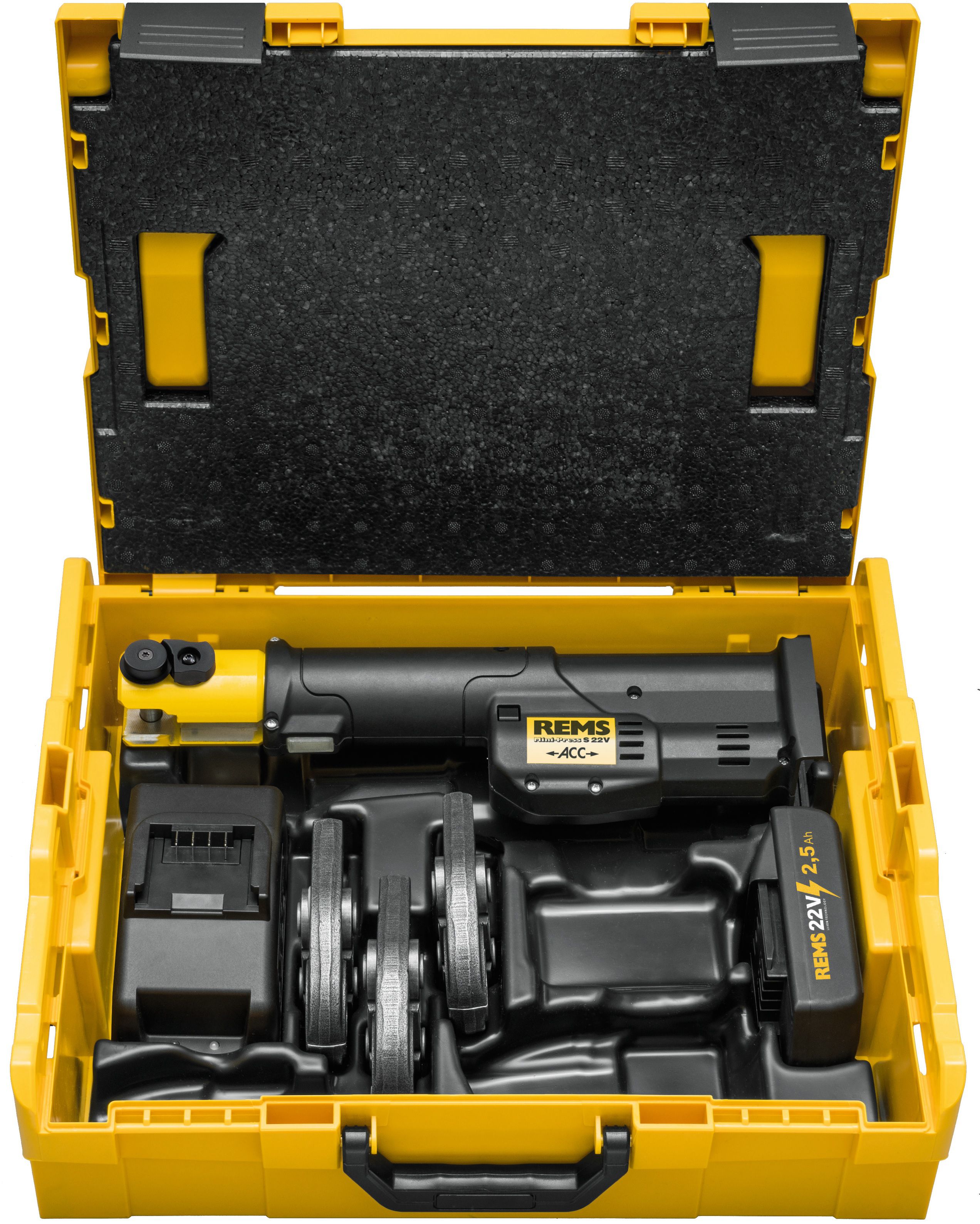 REMS Mini-Press S 22V ACC SET-M 578038, bis Ø 35mm, drehbar - Sanitärwerkzeuge
