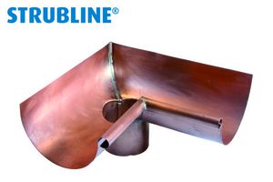 Rinnenwinkel innere 250/ 75 mm 147 mit Stutzen "Strubline" - Kupfer Spenglereihalbfabrikate