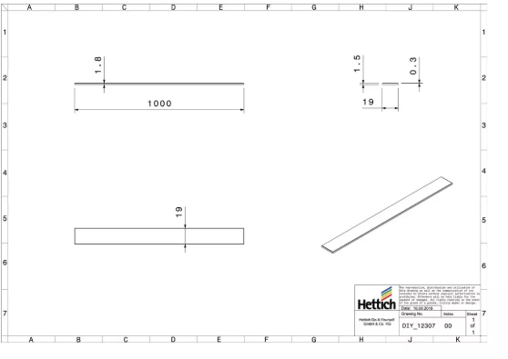Hettich Magnetband selbstklebend, 1000 x 19mm - Diverse Möbelbeschläge und Zubehör