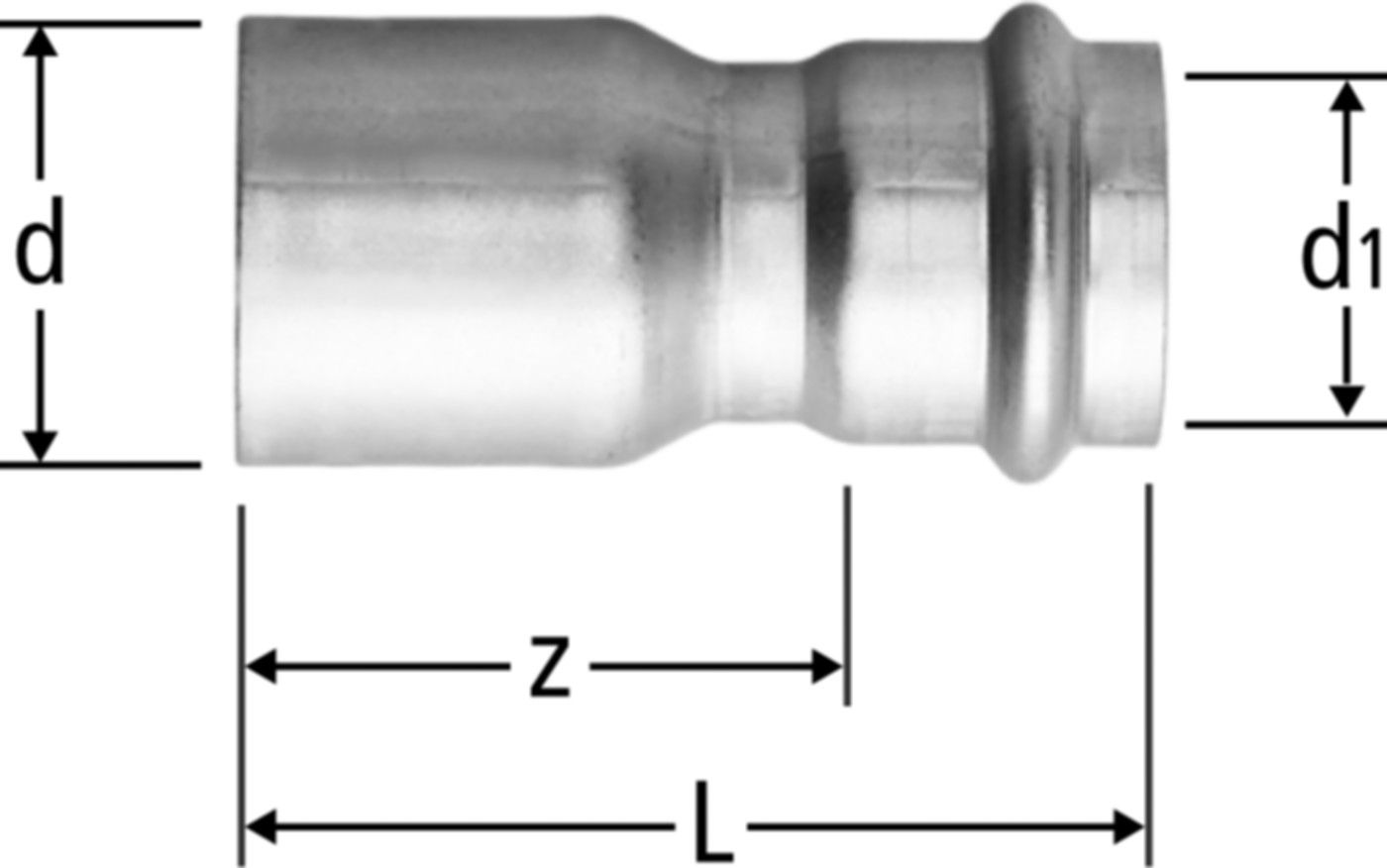 Reduktion 28 x 18 mm 88021.30 - Nussbaum-Optipress-Gaz-Fittings