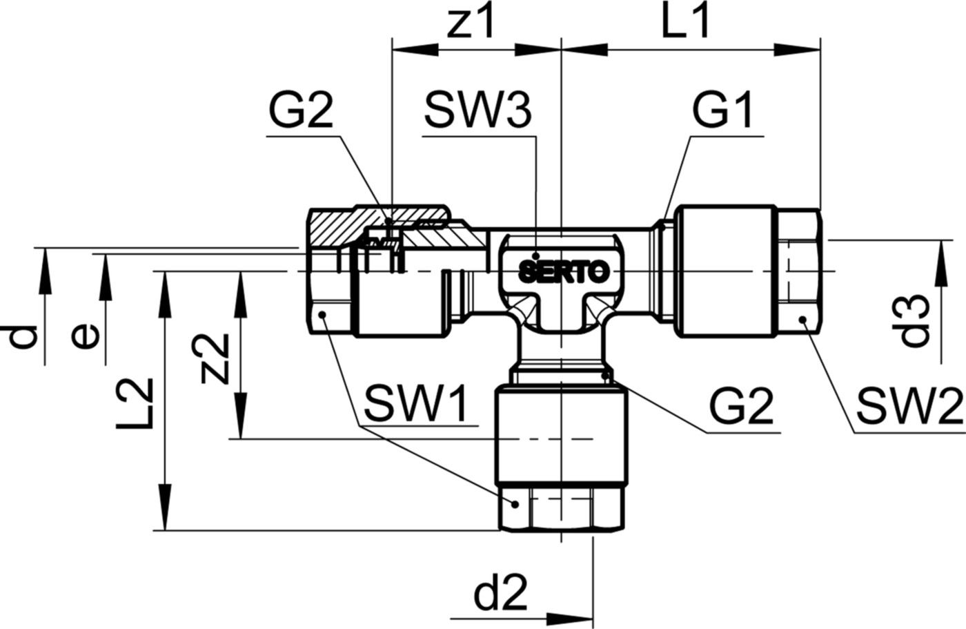 T-Verschraubung Red. SO 03021 10- 8- 8 - Serto-Programm M/G