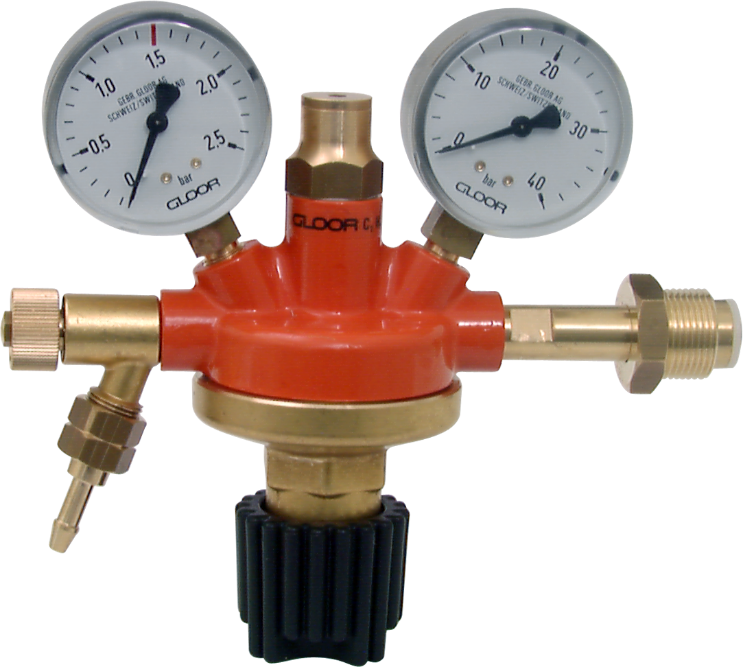 Druckreduzierventil, mit 2 Manometer 5100-A, für Acetylen (0-1,5bar) - Schweissen