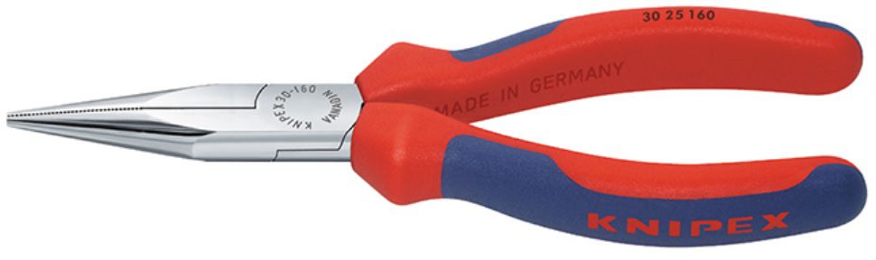 KNIPEX Langbeckzange, spitz, verchromt 3025, L= 160mm, Mehrkomp.-Griffhülle - Zangen, Schneiden