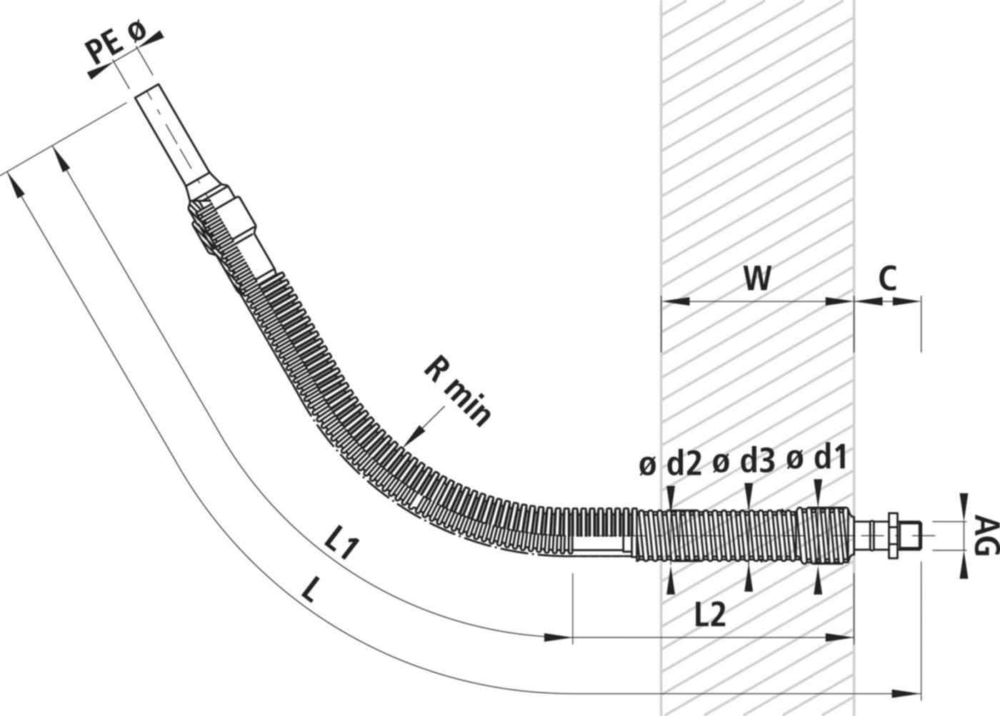 Mauerdurchführung Hochflex PE-AG 6854 d 32mm - 1" - Hawle Hausanschluss- und Anbohrarmaturen