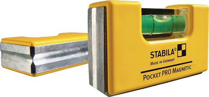 STABILA Wasserwaage Pocket PRO Magnetic 7 cm Aluminium gelb ± 1mm/m mit Magnet - Nivellieren
