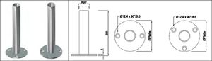 Bodenplatten mit Einsteckrohr 33.7 2 Löcher geschliffen 1.4301 - INOXTECH-Handlauf-/Geländer-System