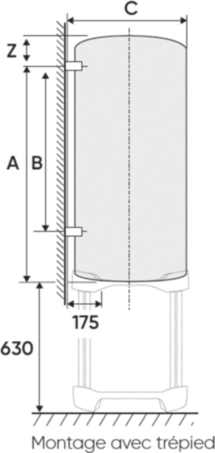 Wandmodell 80 L W080CH 851390 705 x 513 x 530 mm 3/4" 230V/400V - Atlantic-Wassererwärmer