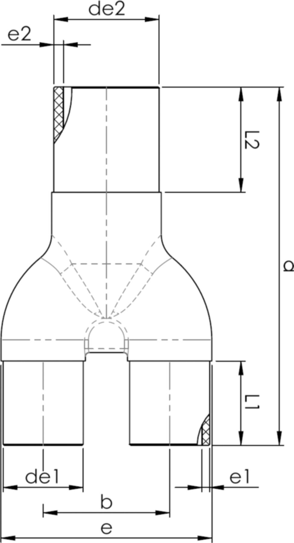 Hosen-T-Stück PE100 S5 PN 16 2 x d 40-50mm - PE100 Stutzenformstücke spezial