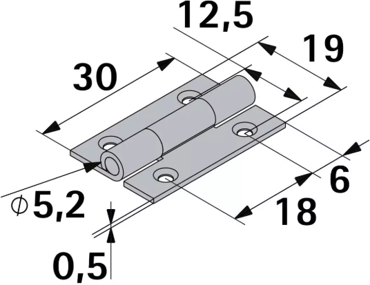 Hettich Scharnier vermessingt, 30 x 20 x 1mm, à 8 Stk - Diverse Möbelbeschläge und Zubehör
