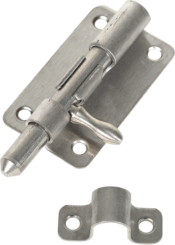 SANER Stossriegel mit niederem Kloben 70x40x1.5mm, Chromstahl - Stoss- und Treibriegel mit Zubehör