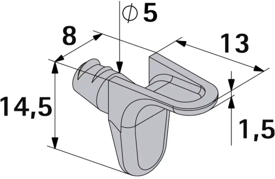 Hettich Tablarträger vernickelt, Sekura 2, D = 5mm, à 20 Stk - Diverse Möbelbeschläge und Zubehör