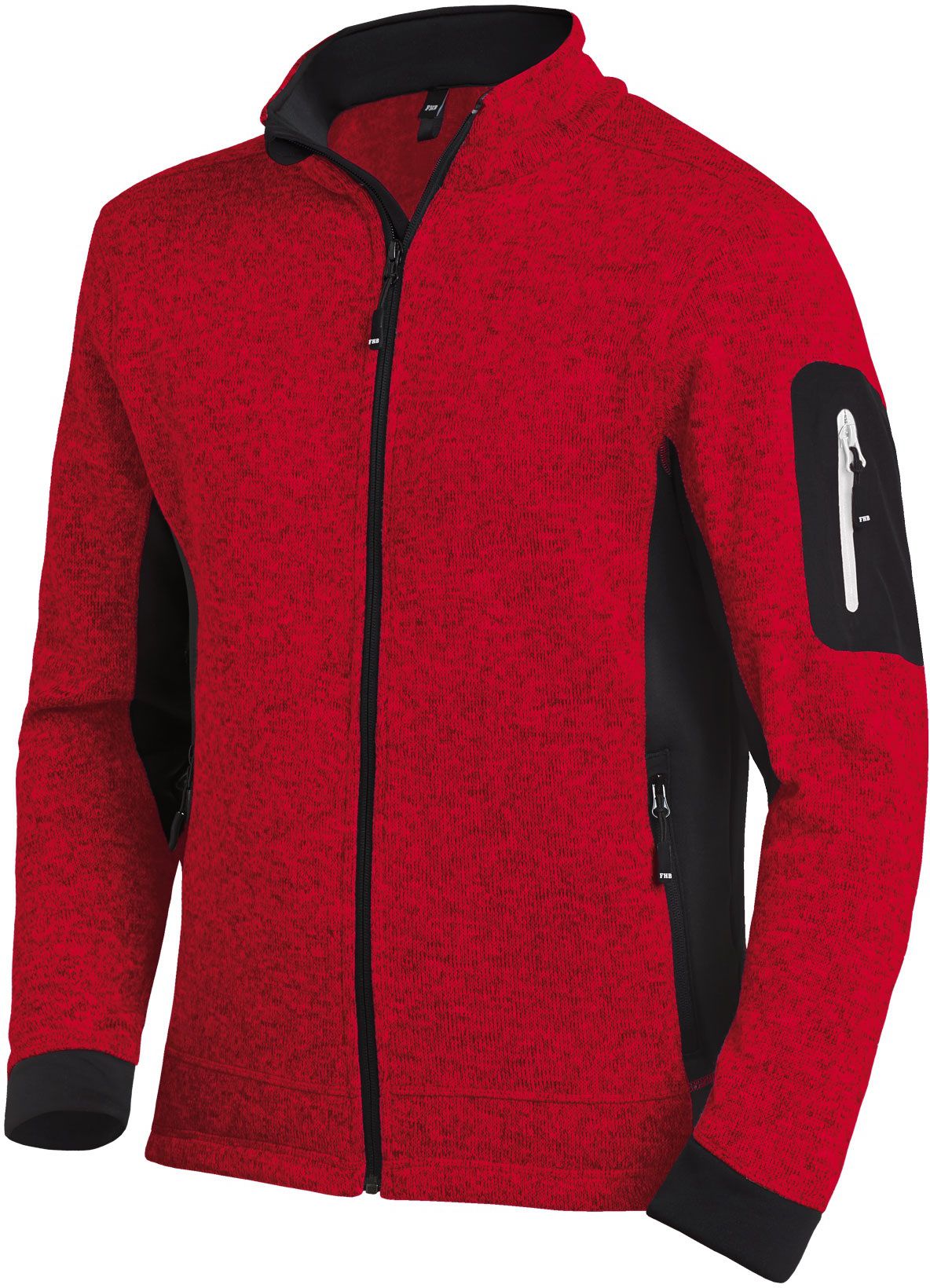 FHB CHRISTOPH Strick-Fleece-Jacke rot-schwarz Gr. 4XL - Textilien