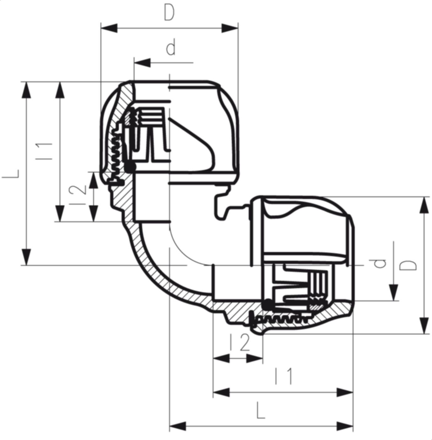 Winkel 90° d 32mm 158 400 072 - GF iJoint-Klemmverbinder