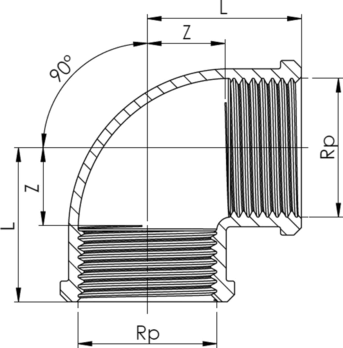 Winkel 90° 8090 IG/IG 21/2" - Rotguss-Gewindefittings