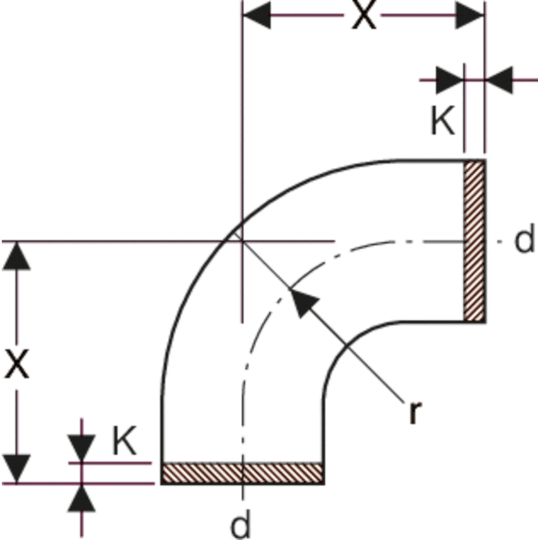 Segmentbogen 90° d 250mm 371.055.16.1 - Geberit-PE-Formstücke