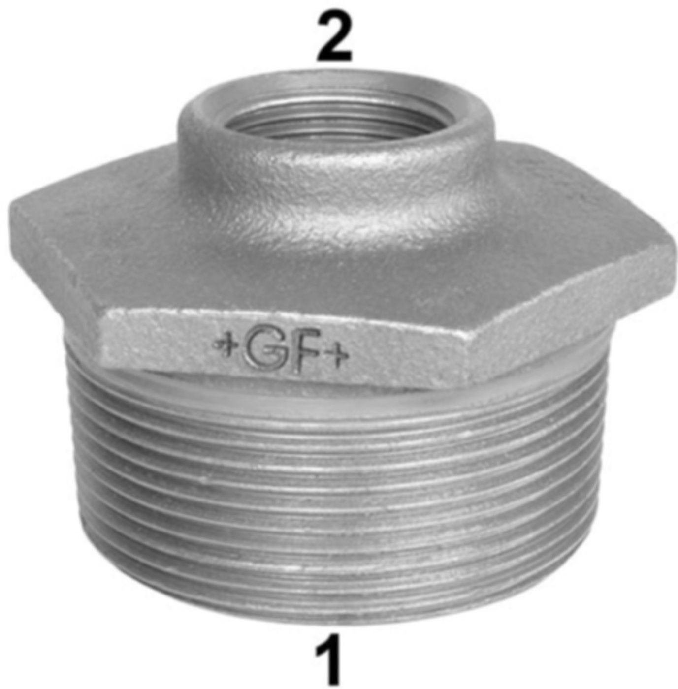 Reduziernippel 241 V 1/2"- 3/8" 770 241 220 - GF verz. Tempergussfittings