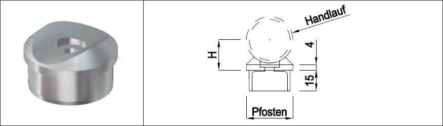 Rohrsattel HI. 42.4 mm Pf. 42.4 mm geschl. 1.4301 - INOXTECH-Handlauf-/Geländer-System
