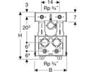GIS-Waschtisch-Set Standarm.461.157.00.1 mit 2 Wasserzählerstrecken mit UP-Ventil - Geberit Systemventile / Armaturen