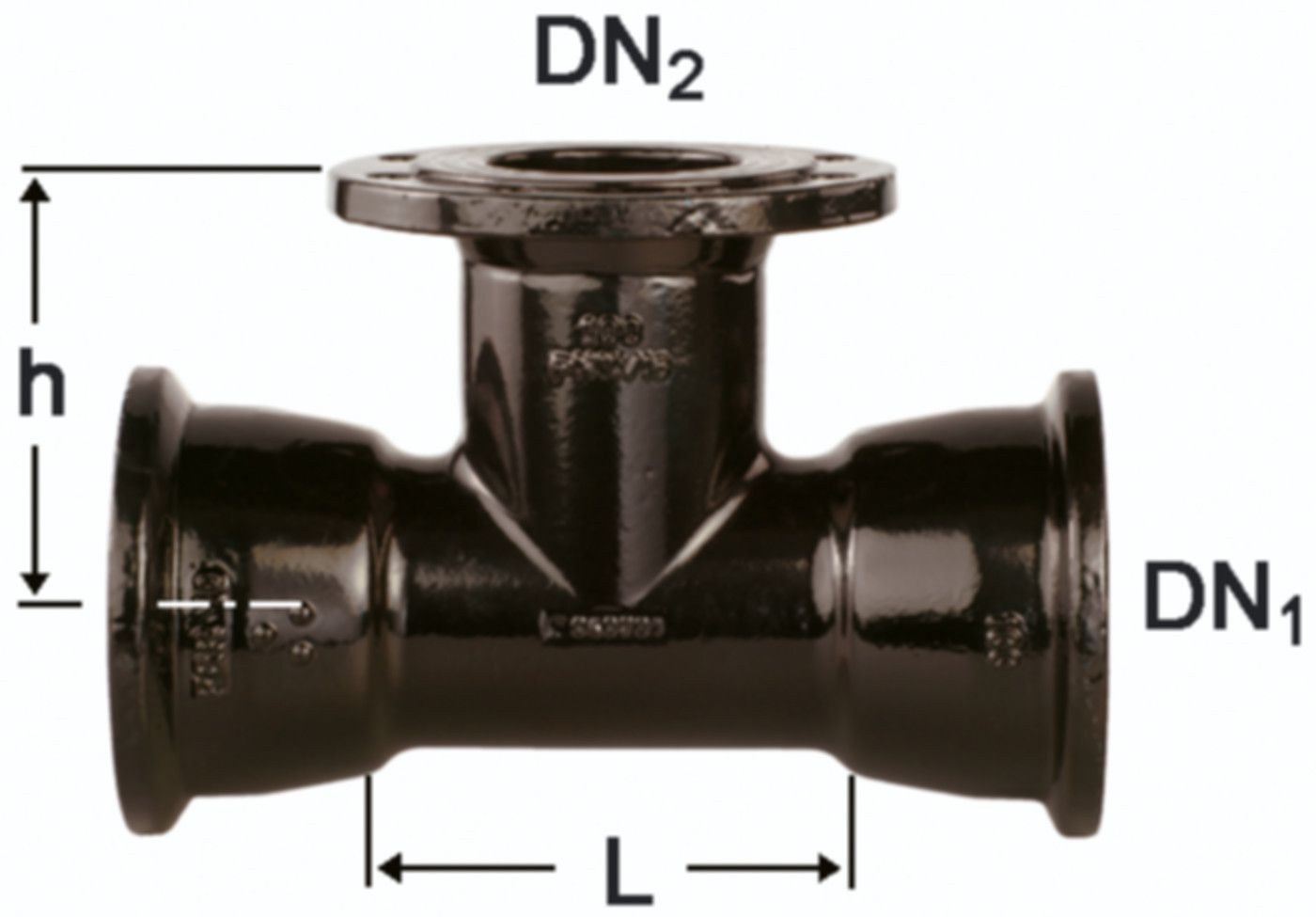 STM-Tee mit Flanschabgang Fig. 2857 DN 125/125 PN 16 - Von Roll Steckmuffenformstücke
