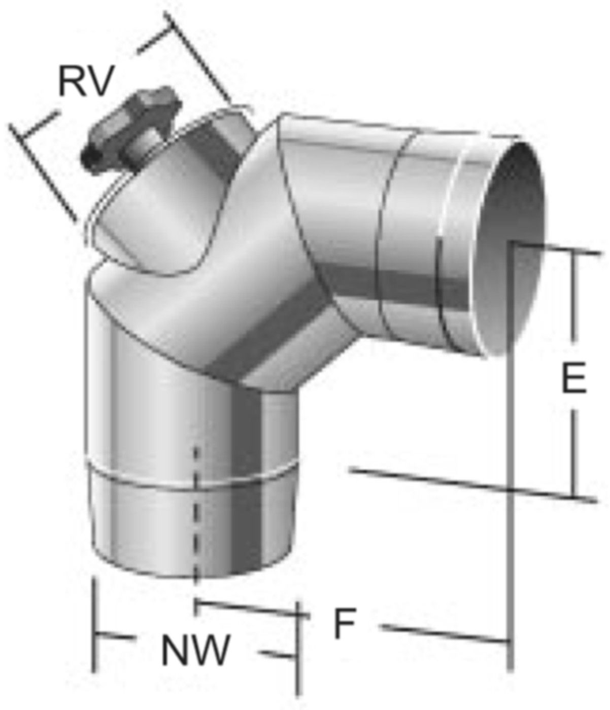 Alkon Kaminr.-Bogen 90° starr d 150 mm 6KBG90RV150 mit Quetschdeckel - Kaminsystem V4A einwandig