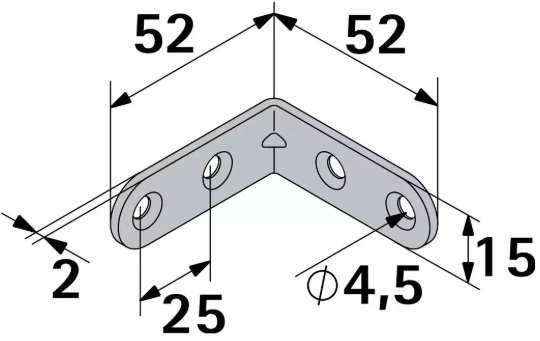 Hettich Stuhlwinkel verzinkt, 15 x 50 x 50mm, Stärke 2mm - Diverse Möbelbeschläge und Zubehör