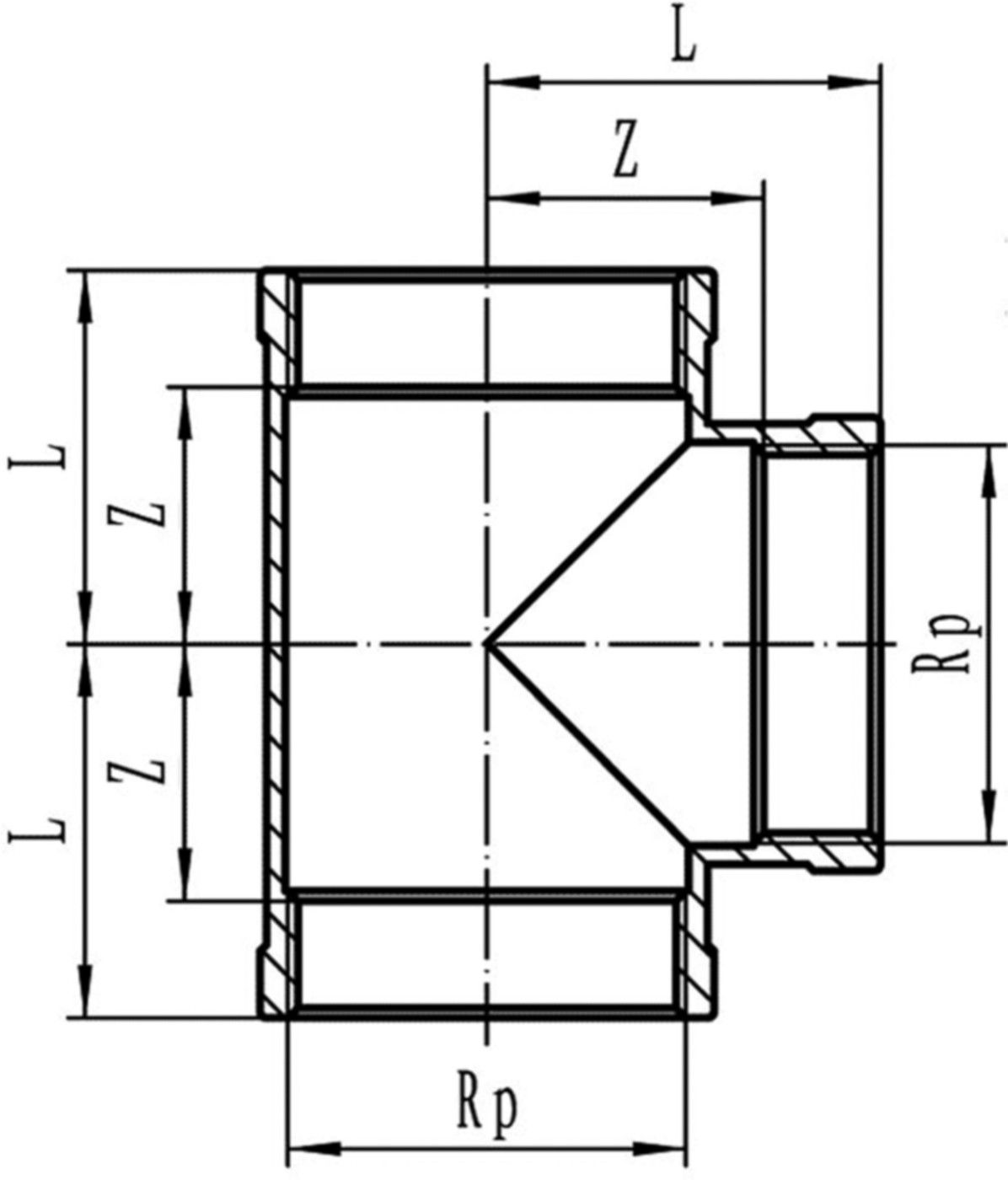Inox-T-Stück egal 21/2" 1130 - Rostfreie Gewindefittings