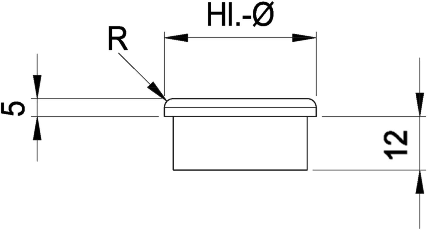 Rohrkappe Vollmaterial gerade m. Radius 26.9 x 2.0 mm geschliffen 1.4301 - INOXTECH-Handlauf-/Geländer-System