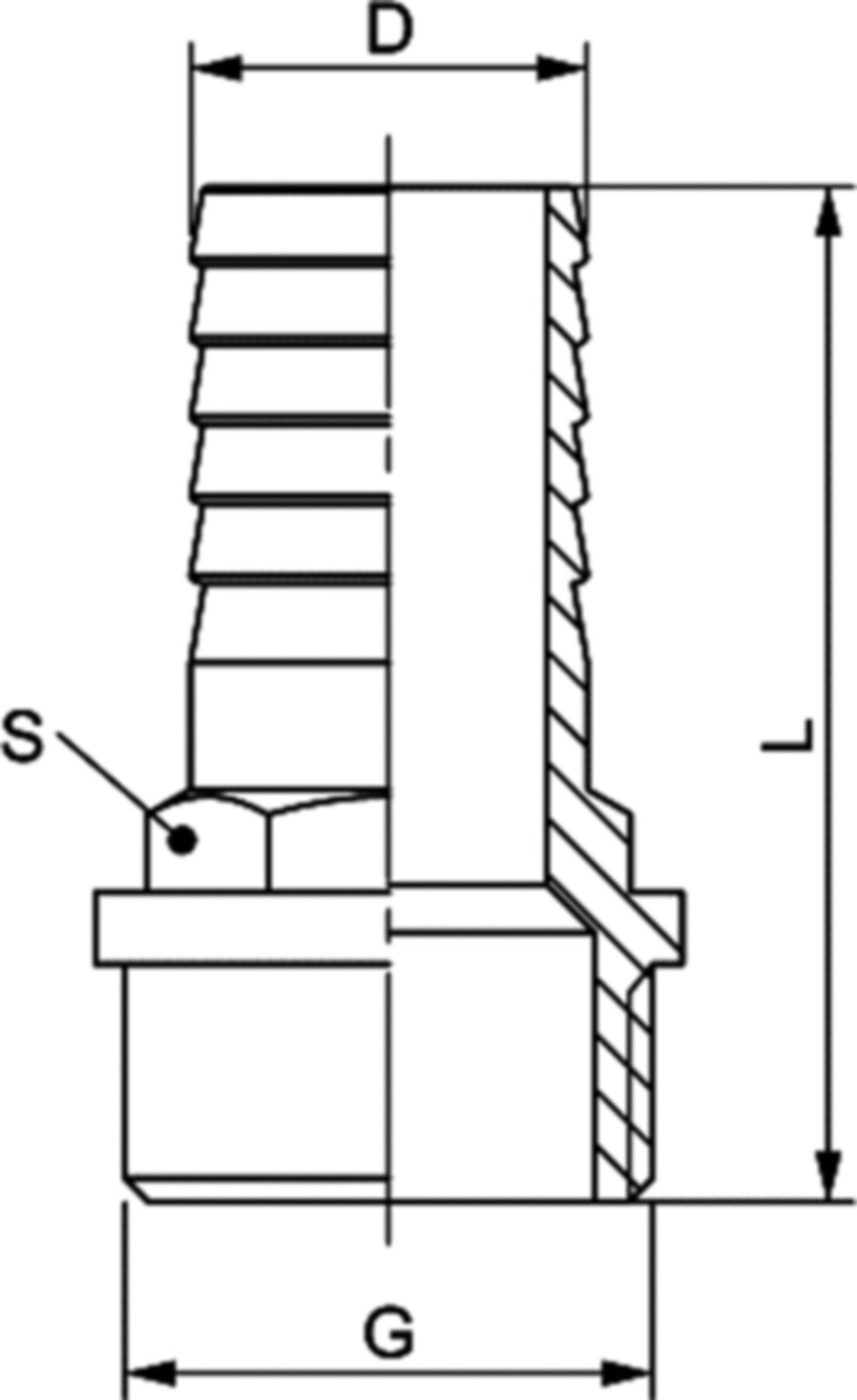 RARIC Schlauch-Raccord mit AG, 6-kt. Ø 38mm - G 1 1/2", 6.0380.152 - Messing-Gewindefittings