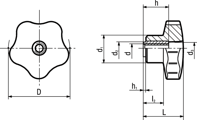 Sterngriffe Elesa® VC.254 BN14142 67801VC.254/70B-M1 - Bossard Schrauben