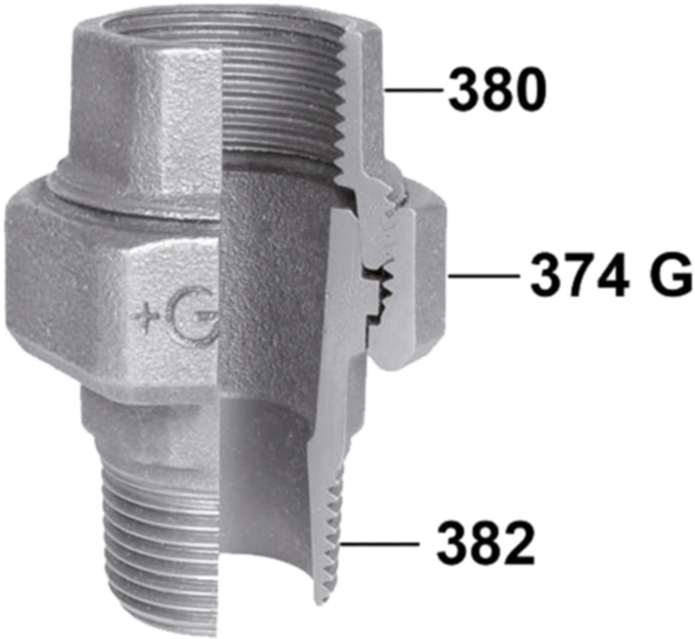 Verschraubung 341 S 3" m/Kegeld. 770 341 111 - GF schw. Tempergussfittings