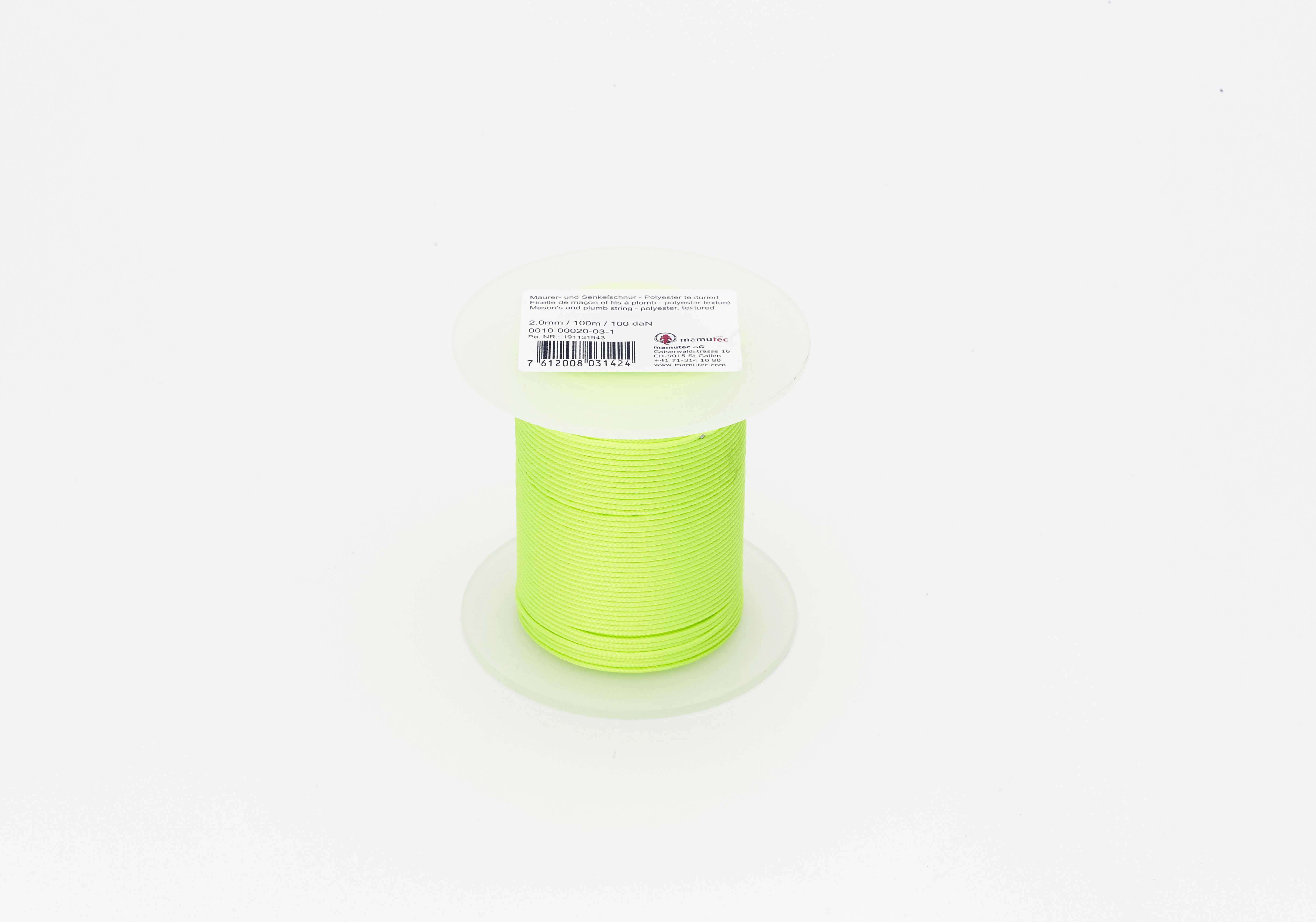 mamutec Trassierschnur Polyester neongleb, 2mm, 100m, leicht dehnbar - Hebewerkzeuge