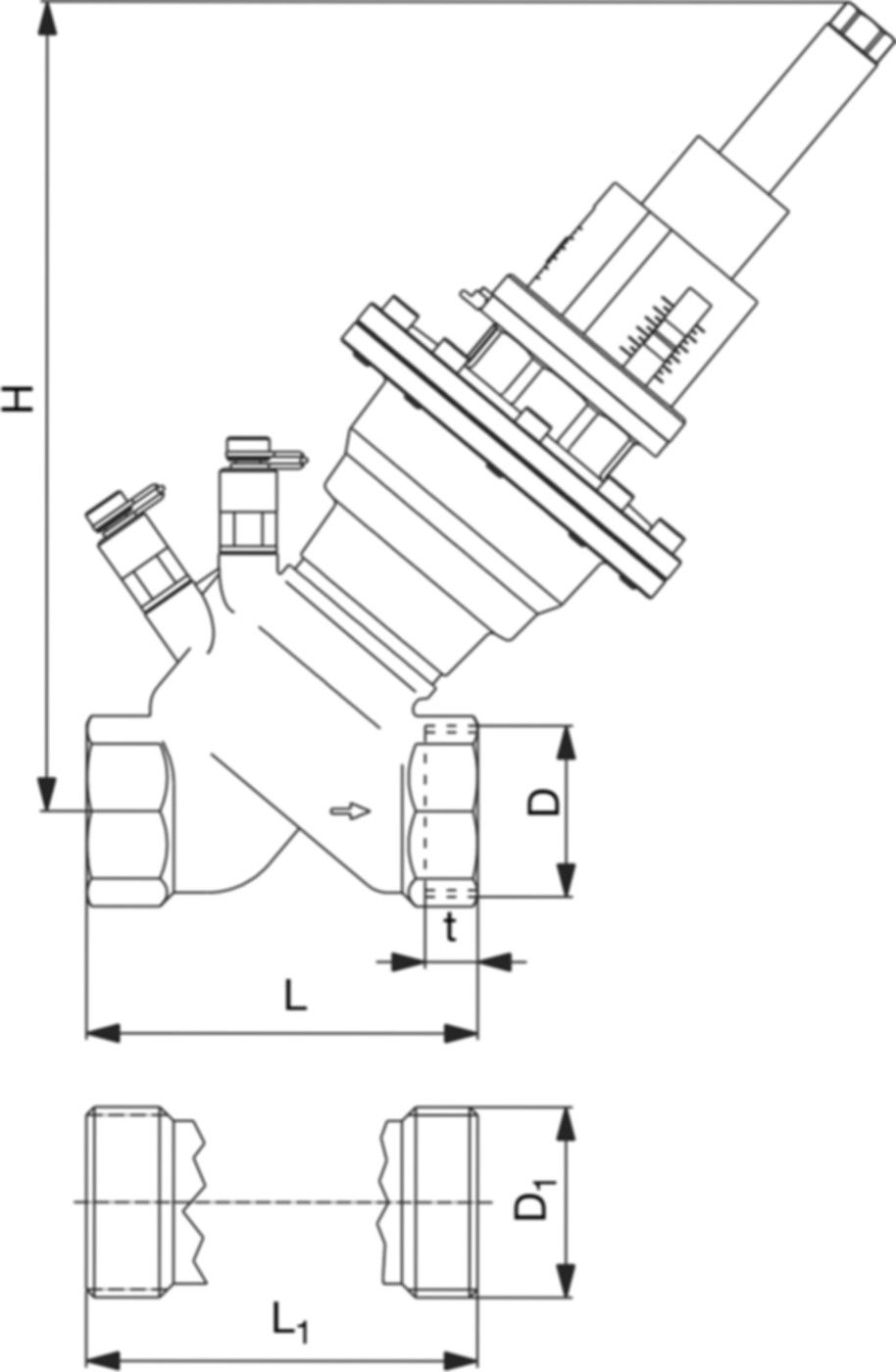 Regulierventil Cocon QTR m/Messventil PN 16 13/4" AG 1.5- 7.5 l/h 114 61 72 - Oventrop Strangregulierventile