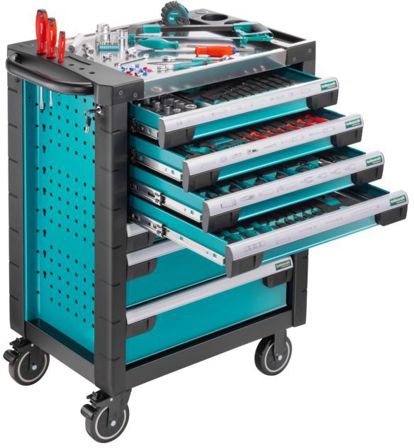 TECHNOCRAFT Werkstattwagen ALLROUND 2.0 "169 tlg. , 1/4"" + 1/2"" , 7 Schubladen" - Schlüsselwerkzeuge