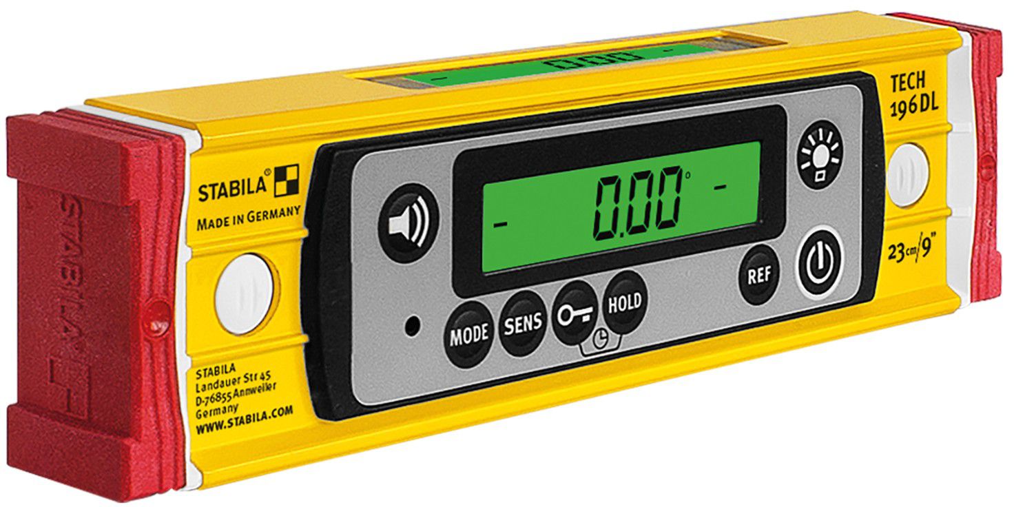 STABILA Elektronische Wasserwaage TECH 196 DL 23 cm , 2x AA , in Tasche - Nivellieren
