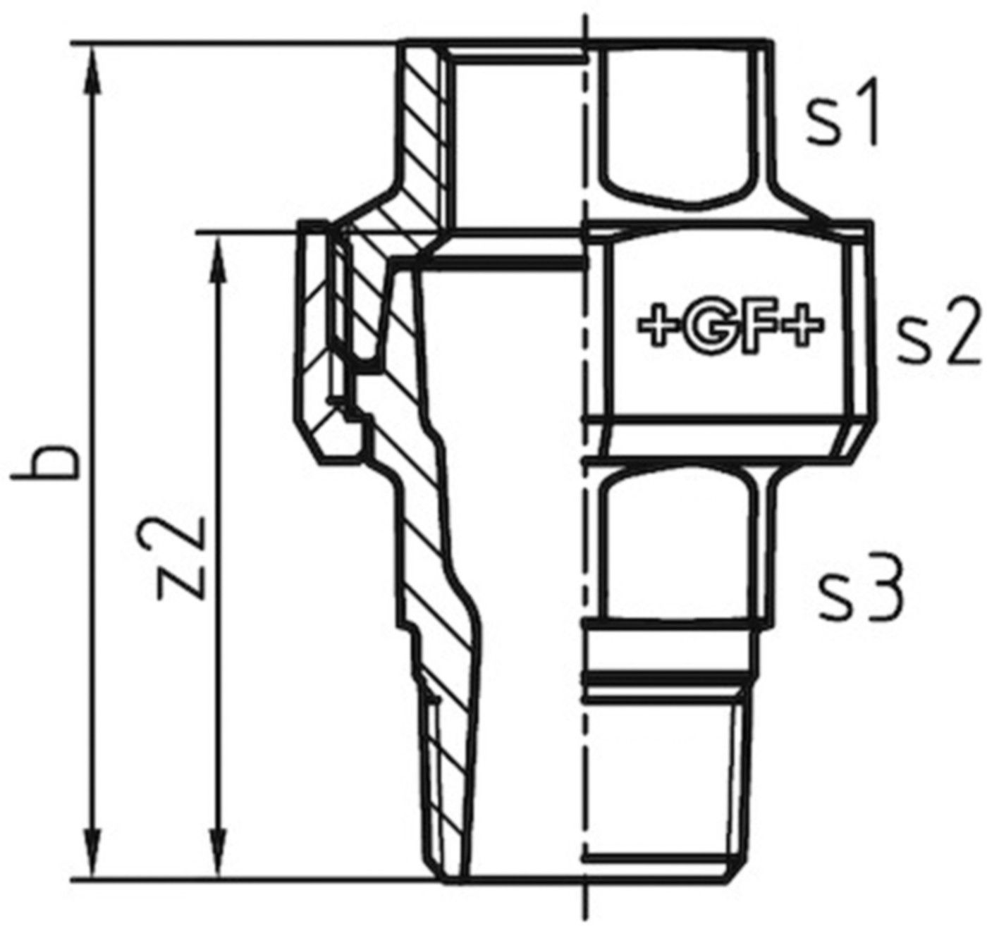 Verschraubung 341 S 3" m/Kegeld. 770 341 111 - GF schw. Tempergussfittings