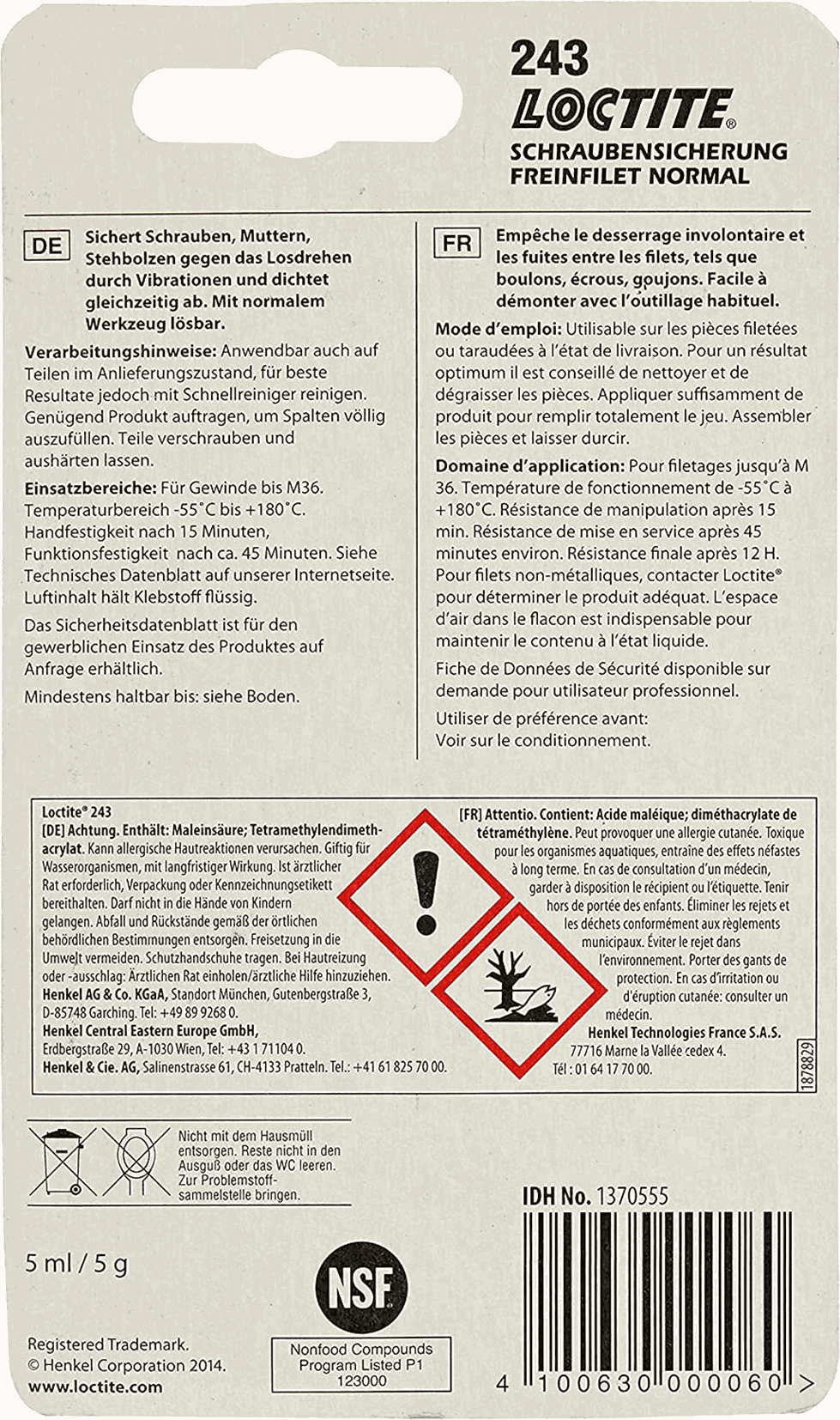 LOCTITE Schraubensicherung 243, 5ml, mittelfest - Kleben