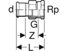 Übergang lösbar mit IG 35mm-11/4" 35354 Überwurfmutter Edelstahl - Mapress-Sanitär-Presssystem-Formstücke