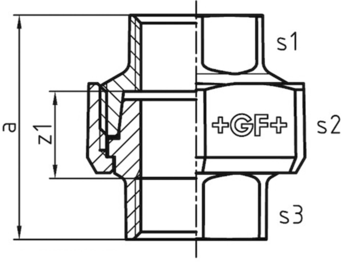 Verschraubung 340 V 2" m/Kegeld. 770 340 209 - GF verz. Tempergussfittings