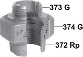 Verschraubung 332 V 3/4" flachd. 770 332 205 - GF verz. Tempergussfittings
