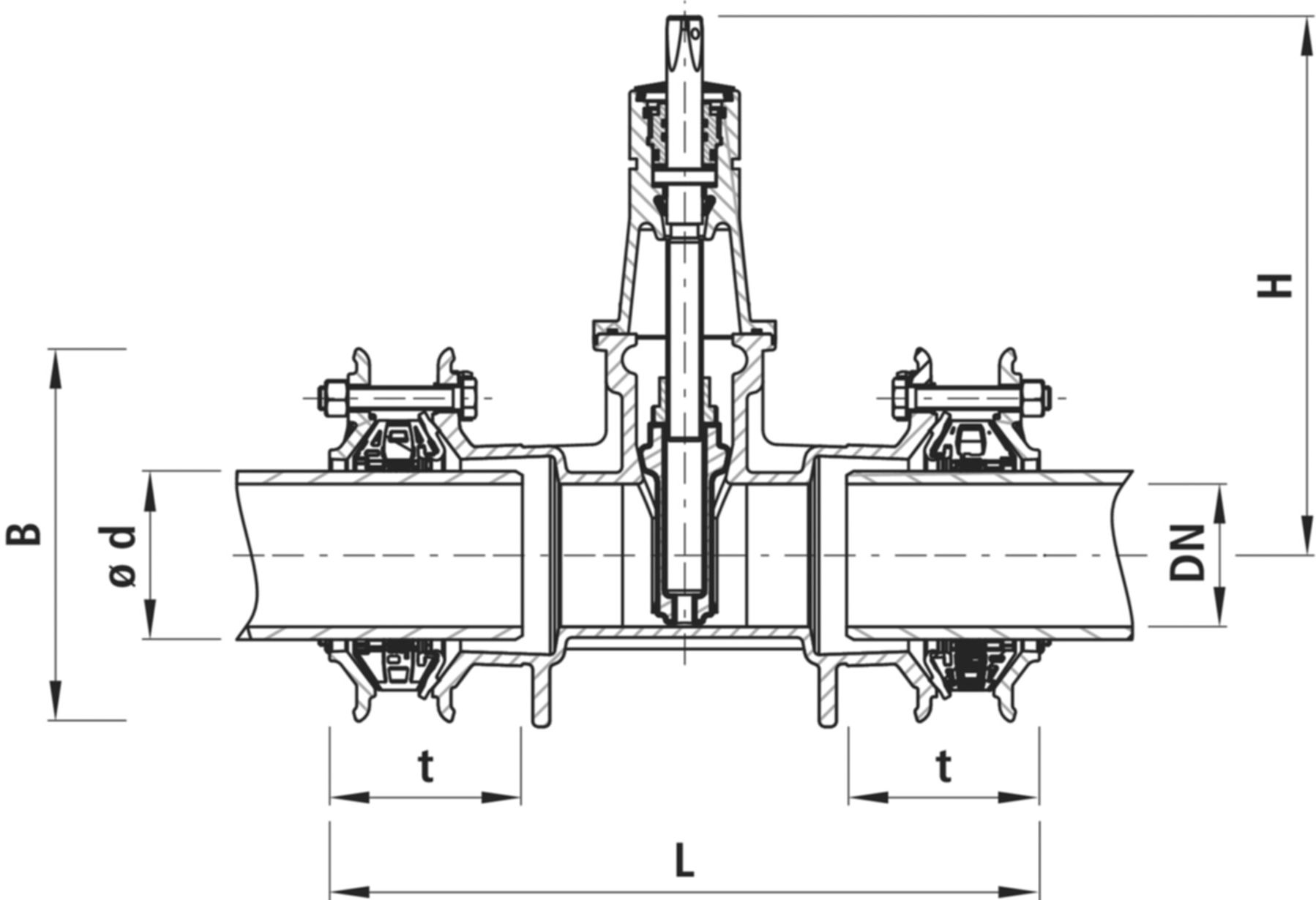 Mehrbereichsmuffenschieber 4212 Synoflex DN 100 - Hawle Synoflex