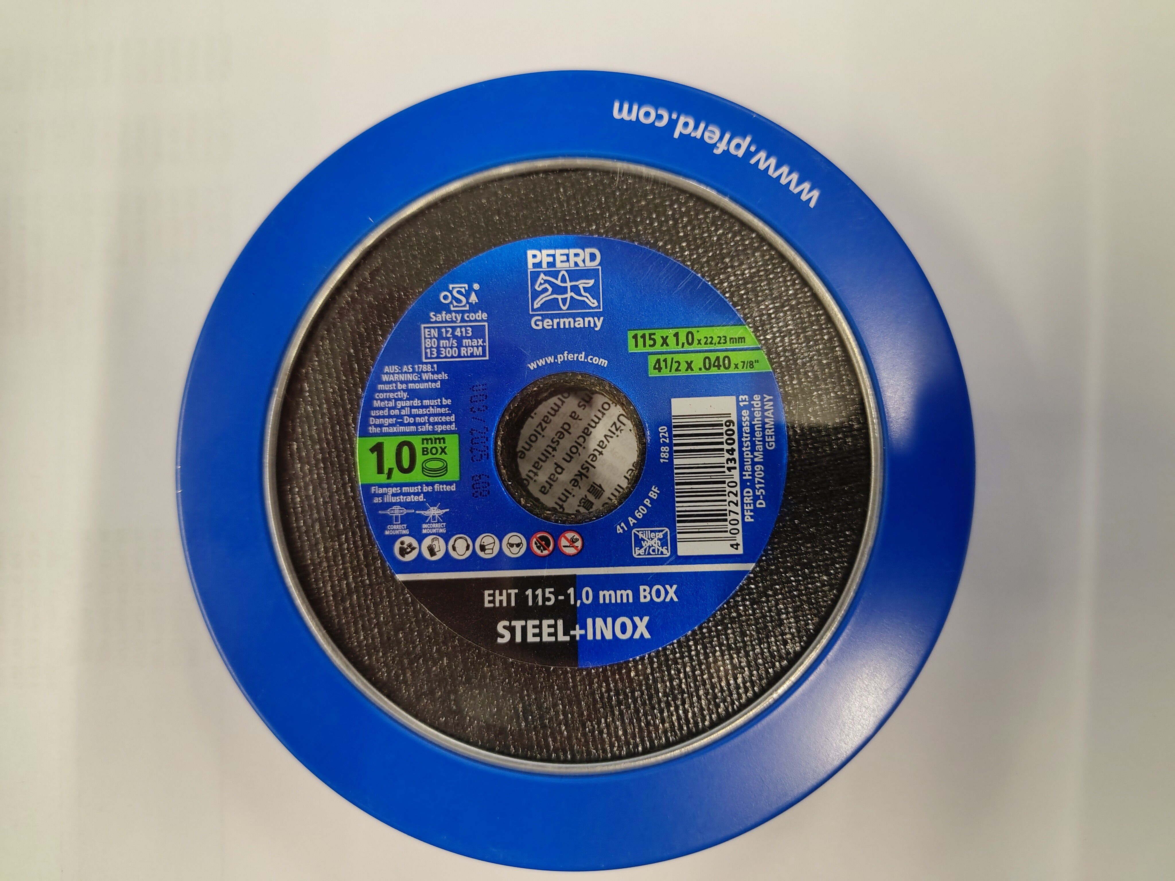 PFERD Trennscheibe, extra dünn, Inox Box EHT 115-1,0x22mm A60 P, Pack à 10 Stk - Schleifen, Trennen