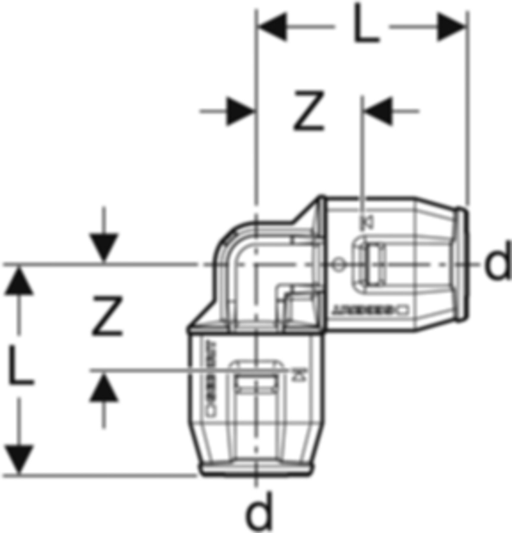Winkel 90° 25mm 652.270.00.1 - Geberit-Push Fit-Formstücke