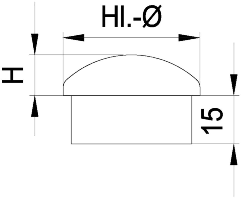 Rohrkappe Vollmaterial halbrund 25.0 x 1.5 mm geschliffen 1.4301 - INOXTECH-Handlauf-/Geländer-System