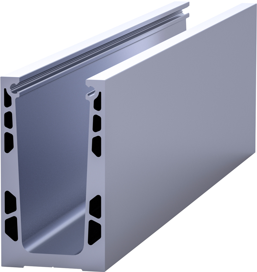 Aluminium U-Profil aus EN AW 6060 T66 Compact 85x125 mm , L=6000 mm - INOXTECH-Handlauf-/Geländer-System