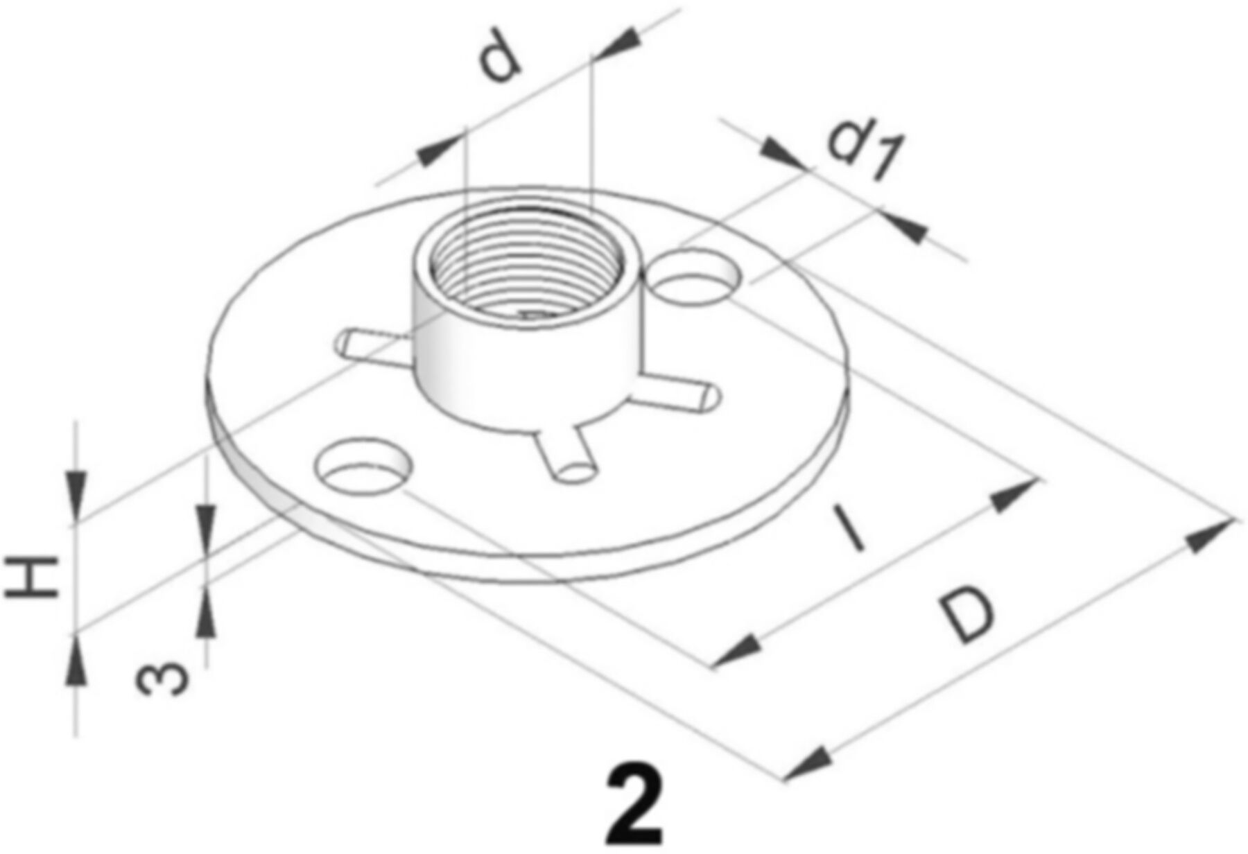 Grundplatten rund verz. 2-Loch 1/2" 60 x 3 mm 51.102 - Rohrschellen-Zubehör