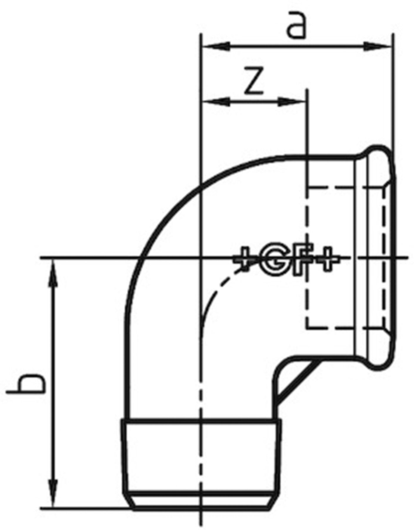 Winkel 90° 92 S 1" 770 092 106 - GF schw. Tempergussfittings