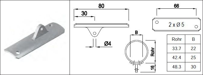 Auflager beweglich versetzt HI. 48.3 mm geschliffen 1.4301 - INOXTECH-Handlauf-/Geländer-System