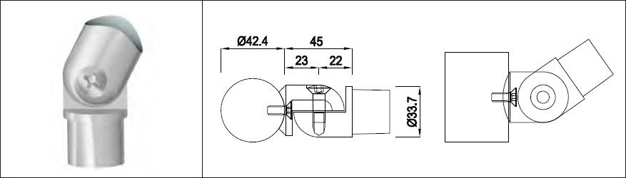 Rohrsattel beweglich 42.4/33.7 mm geschliffen 136152 - INOXTECH-Handlauf-/Geländer-System