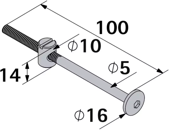 Hettich Verbindungsbeschlag Set verzinkt, M6 x 100mm, mit Kloben, à 4 Stk - Diverse Möbelbeschläge und Zubehör